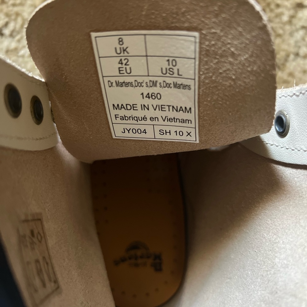 Dr. Martens Cream Leather Combat Boots - Picture 2 of 3
